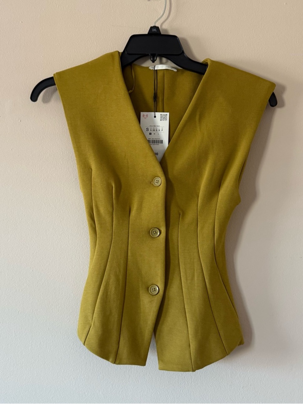 Zara Sleeveless Button-Front Tailored Vest Jacket - Olive